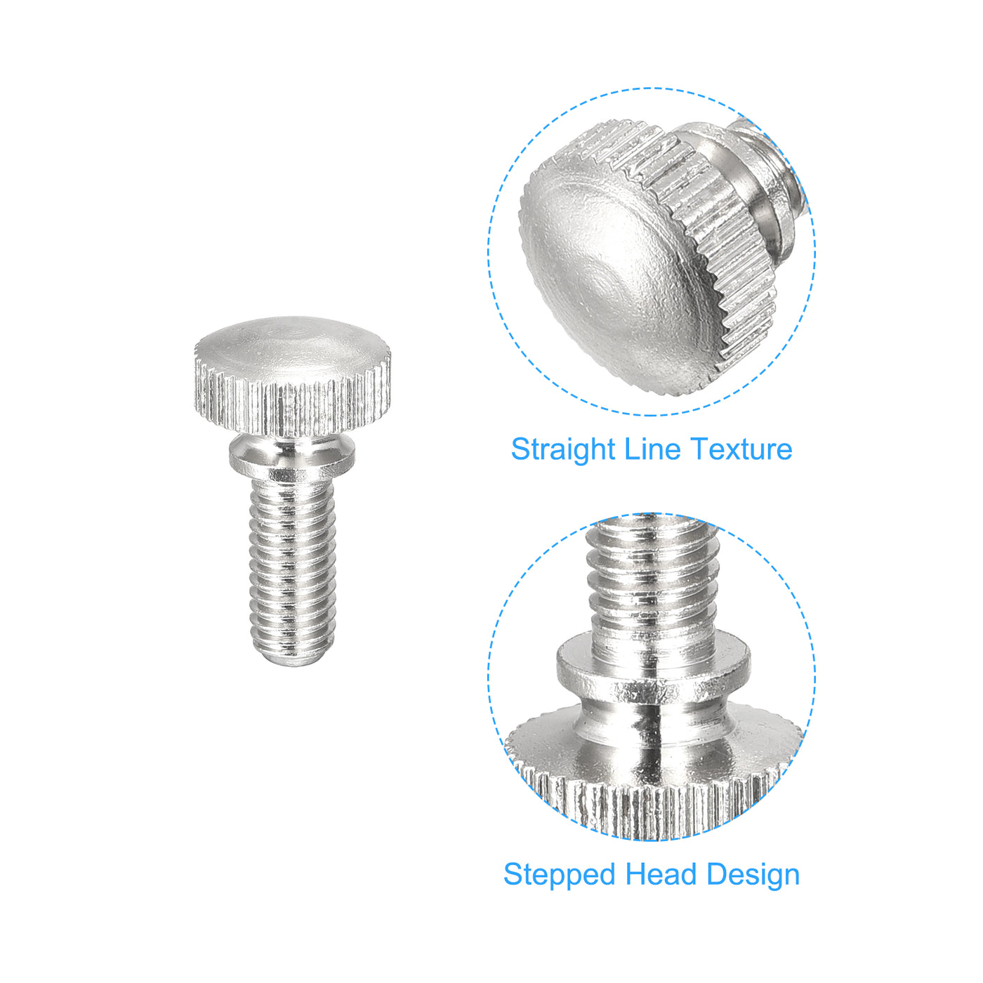 uxcell Uxcell Knurled Thumb Screws, M5x12mm Brass Shoulder Bolts Grip Knobs Fasteners, Nickel Plated 5Pcs