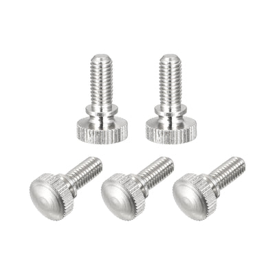 Harfington Uxcell Knurled Thumb Screws, M5x12mm Brass Shoulder Bolts Grip Knobs Fasteners, Nickel Plated 5Pcs