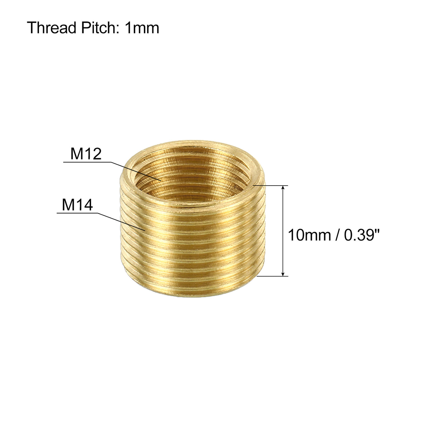 Harfington M14 to M12 Fine Thread Adapter Reducer Thread Reducing Nuts Insert, 5 Pack 10mm Threaded Hollow Tube Adapter Brass Coupler Connector Pipe Fitting