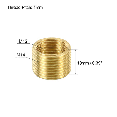 Harfington M14 to M12 Fine Thread Adapter Reducer Thread Reducing Nuts Insert, 5 Pack 10mm Threaded Hollow Tube Adapter Brass Coupler Connector Pipe Fitting