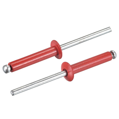 Harfington Uxcell Aluminum Blind Rivets, 4mm x 20mm Open End Flat Round Head Rivet, Red 25 Pcs