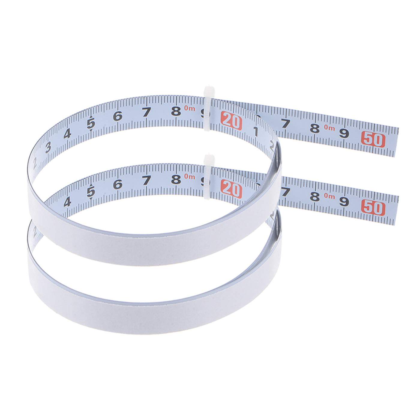 Harfington 2pcs Adhesive Tape Measure 50cm Left to Right Read Steel Sticky Ruler, White