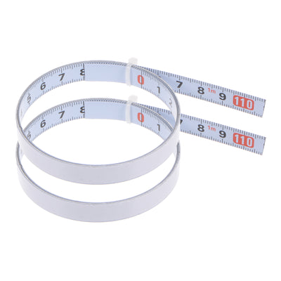 Harfington 2 x Adhesive Back Tape Measure 100cm Left to Right Read Steel Sticky Ruler White