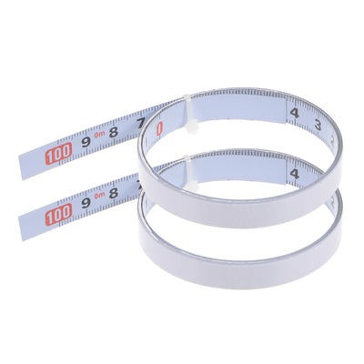 Harfington 2pcs Adhesive Back Tape Measure 100cm Right to Left Steel Sticky Ruler, White