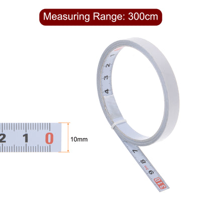 Harfington Adhesive Back Tape Measure 300cm Metric Right to Left Steel Sticky Ruler, White