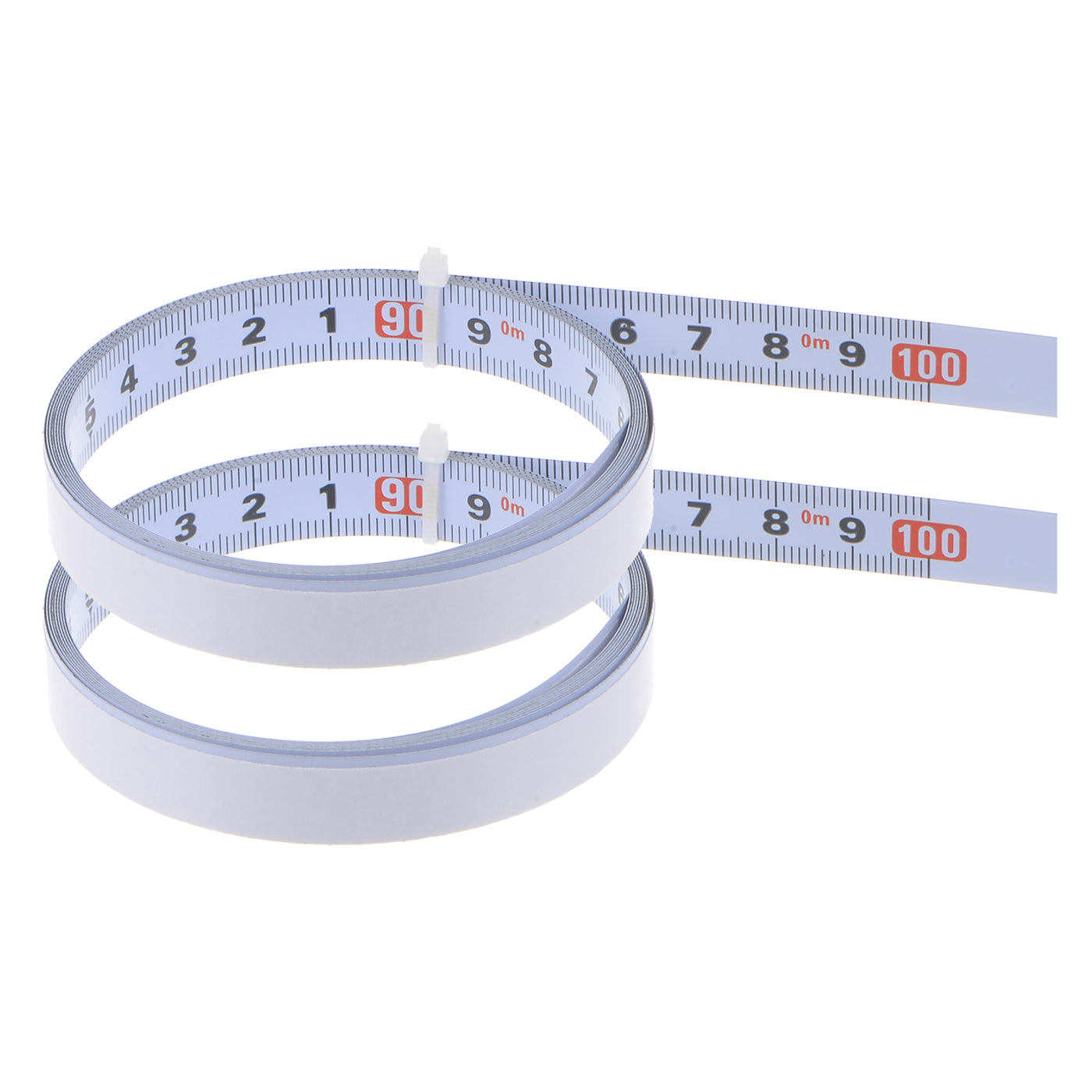 Harfington 2 x Adhesive Tape Measure 100cm Start from Middle Steel Sticky Ruler, White