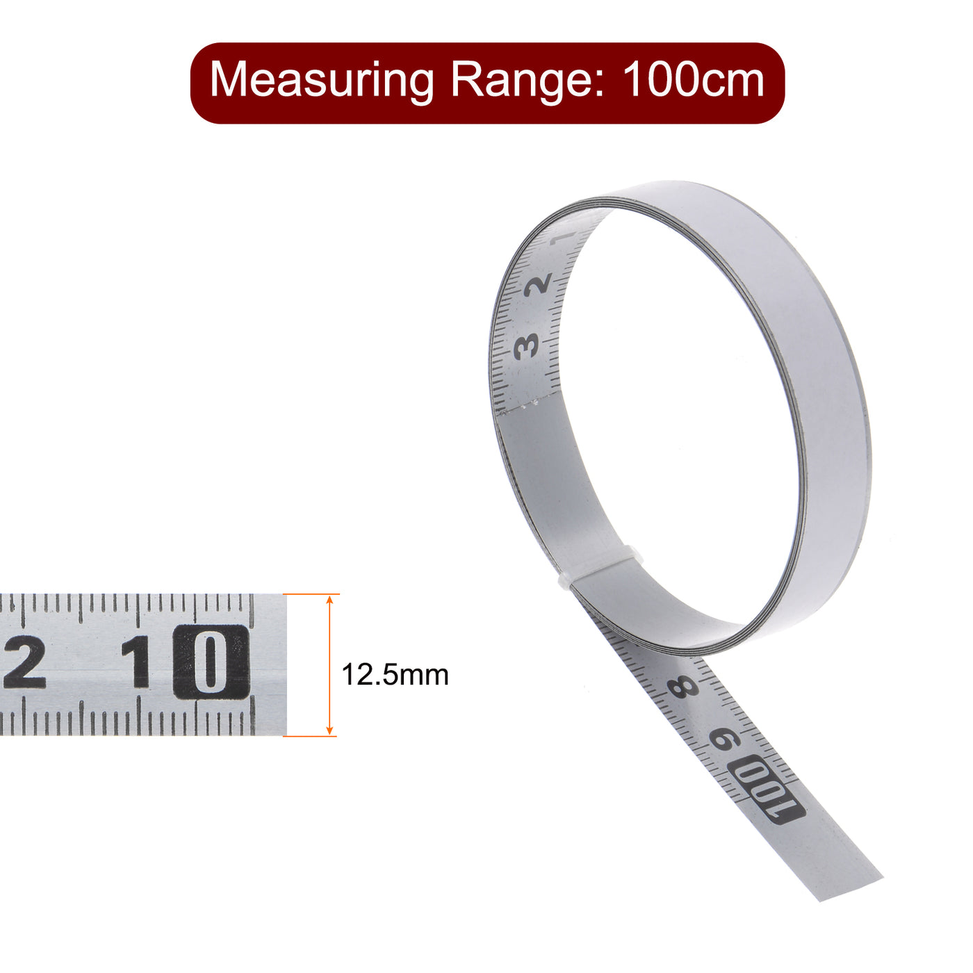 Harfington 2pcs Adhesive Tape Measure 100cm Right to Left Steel Sticky Ruler, Silver Tone