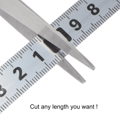 Harfington 2pcs Adhesive Tape Measure 100cm Right to Left Steel Sticky Ruler, Silver Tone