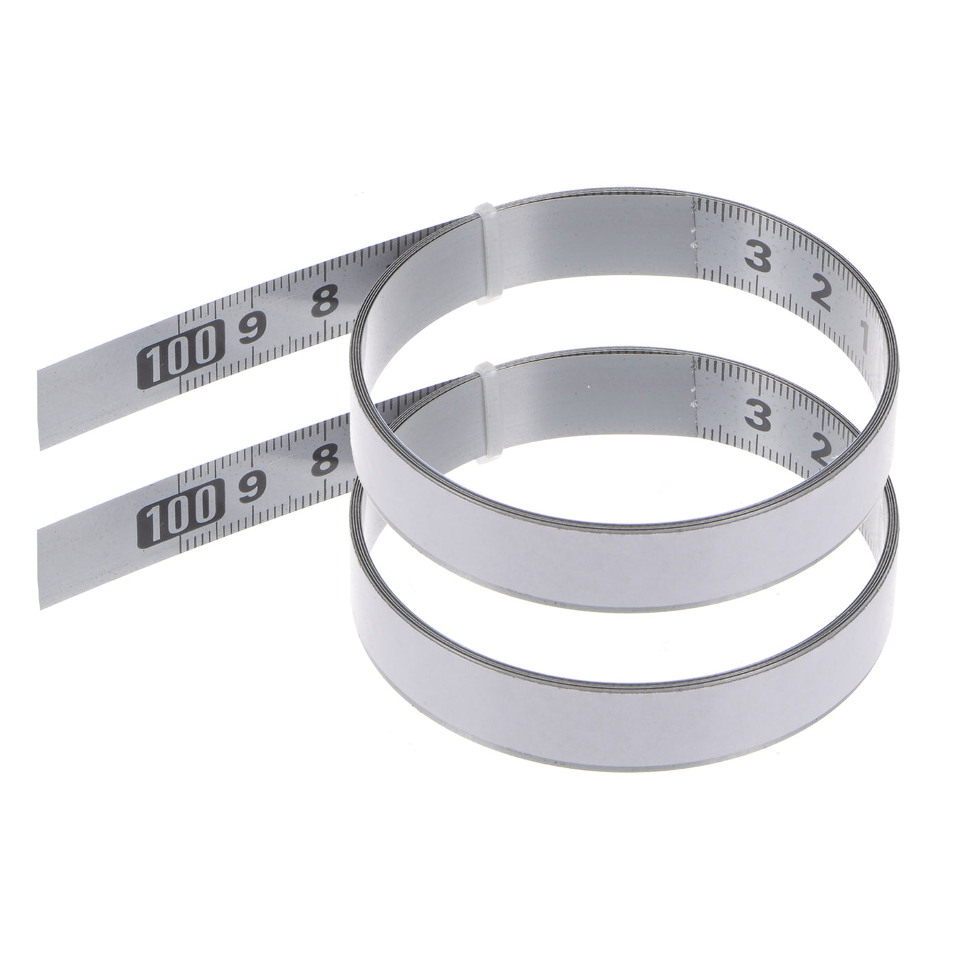 Harfington 2pcs Adhesive Tape Measure 100cm Right to Left Steel Sticky Ruler, Silver Tone