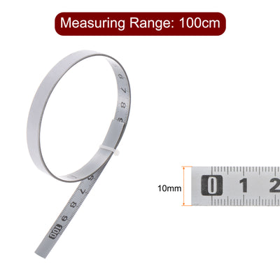 Harfington 2pcs Adhesive Back Tape Measure 100cm Left to Right Read Steel, Silver Tone