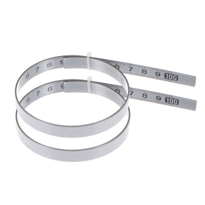 Harfington 2pcs Adhesive Back Tape Measure 100cm Left to Right Read Steel, Silver Tone