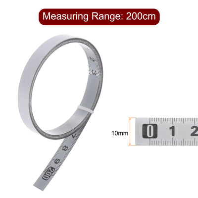 Harfington Adhesive Back Tape Measure 200cm Left to Right Read Steel Sticky Ruler, Silver