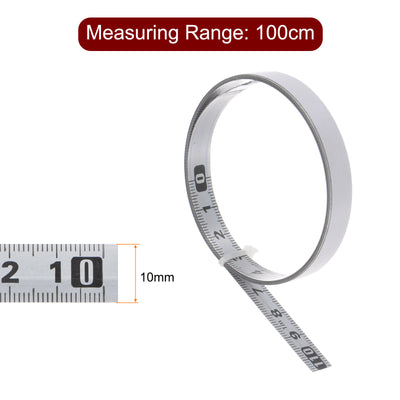 Harfington 2pcs Adhesive Back Tape Measure 100cm Right to Left Steel, Silver Tone