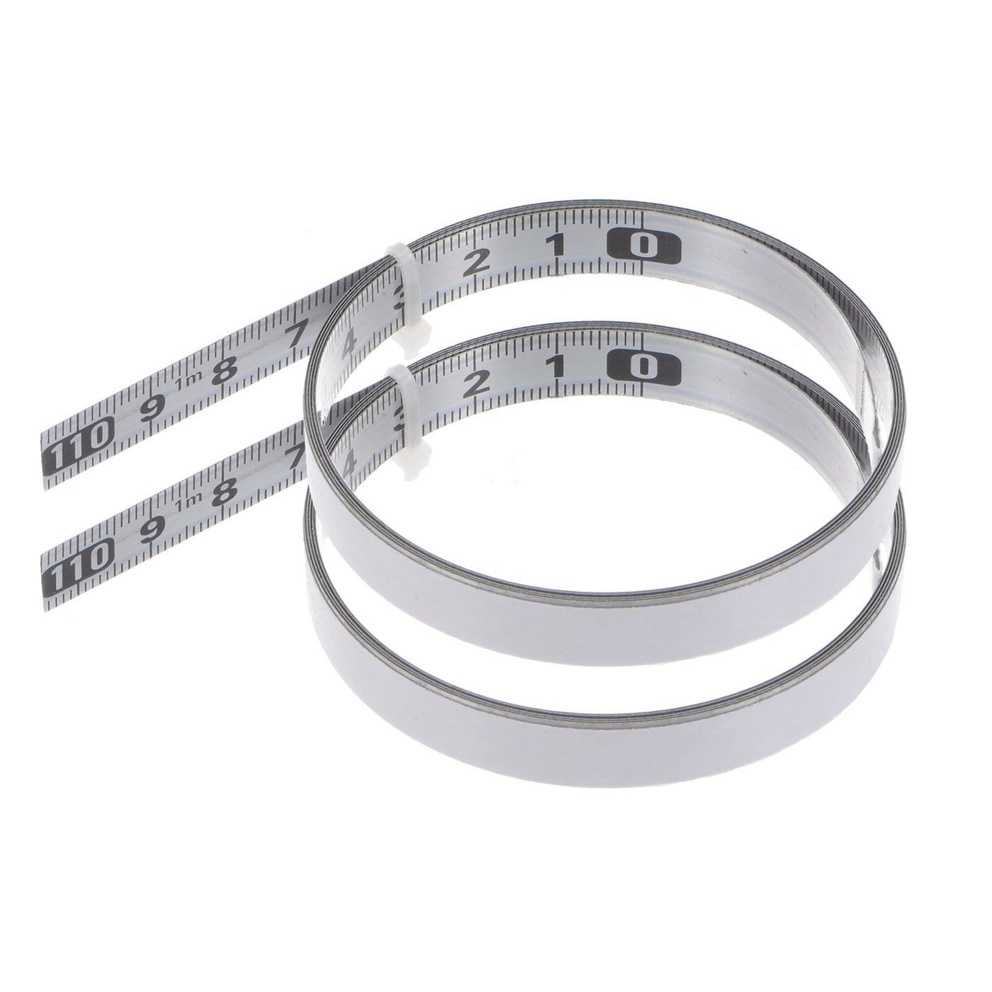 Harfington 2pcs Adhesive Back Tape Measure 100cm Right to Left Steel, Silver Tone