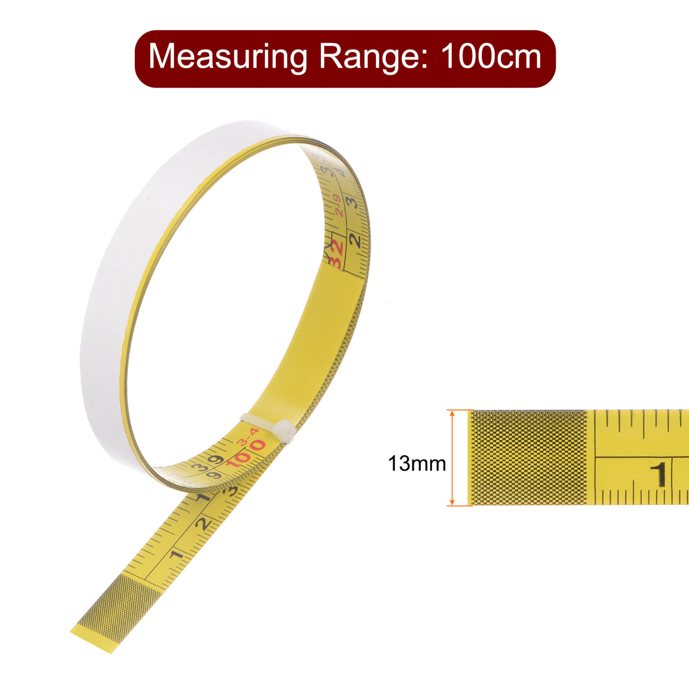 Harfington Adhesive Tape Measure 40 Inch/1M Left to Right Read Steel Sticky Ruler, Yellow