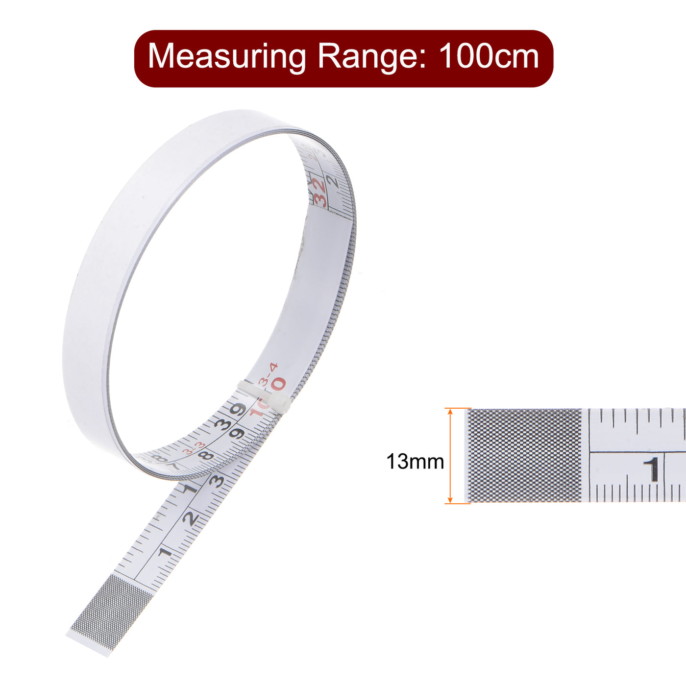 Harfington Adhesive Tape Measure 40 Inch/1M Left to Right Read Steel Sticky Ruler, White