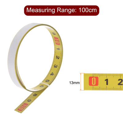 Harfington Adhesive Tape Measure 100cm Metric Left to Right Read Steel Sticky Ruler, Yellow