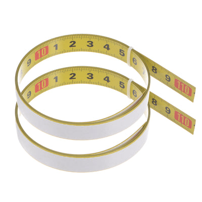 Harfington 2pcs Adhesive Tape Measure 100cm Left to Right Read Steel Sticky Ruler, Yellow