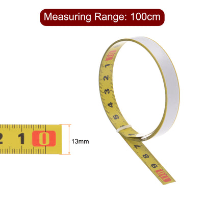 Harfington Adhesive Tape Measure 100cm Metric Right to Left Steel Sticky Ruler, Yellow