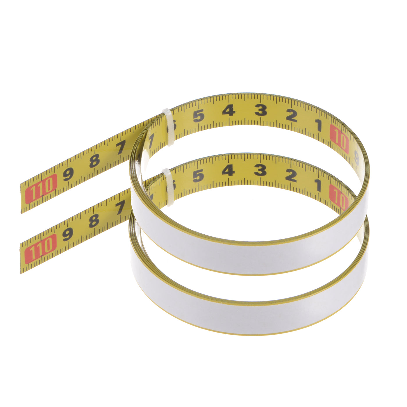 Harfington 2pcs Adhesive Tape Measure 100cm Metric Right to Left Steel Sticky Ruler, Yellow