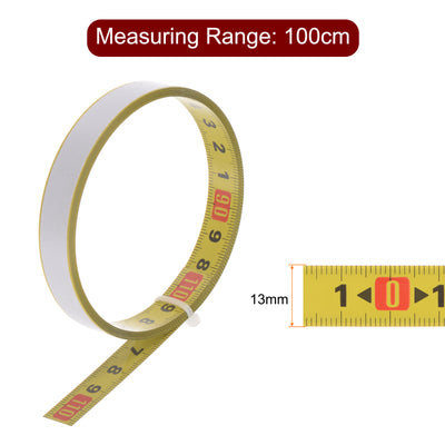 Harfington Adhesive Tape Measure 100cm Middle to Both Sides Read Steel Sticky Ruler, Yellow