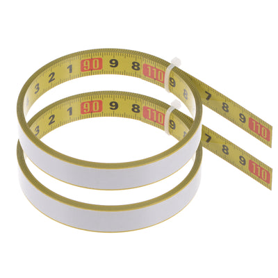 Harfington 2 x Adhesive Tape Measure 100cm Start from Middle Steel Sticky Ruler, Yellow