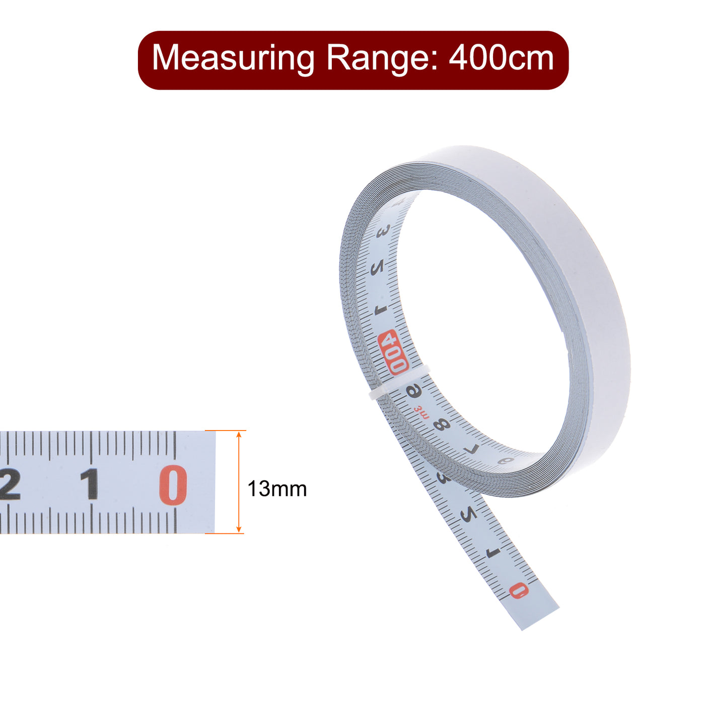 Harfington Adhesive Tape Measure 400cm Metric Right to Left Steel Sticky Ruler, White