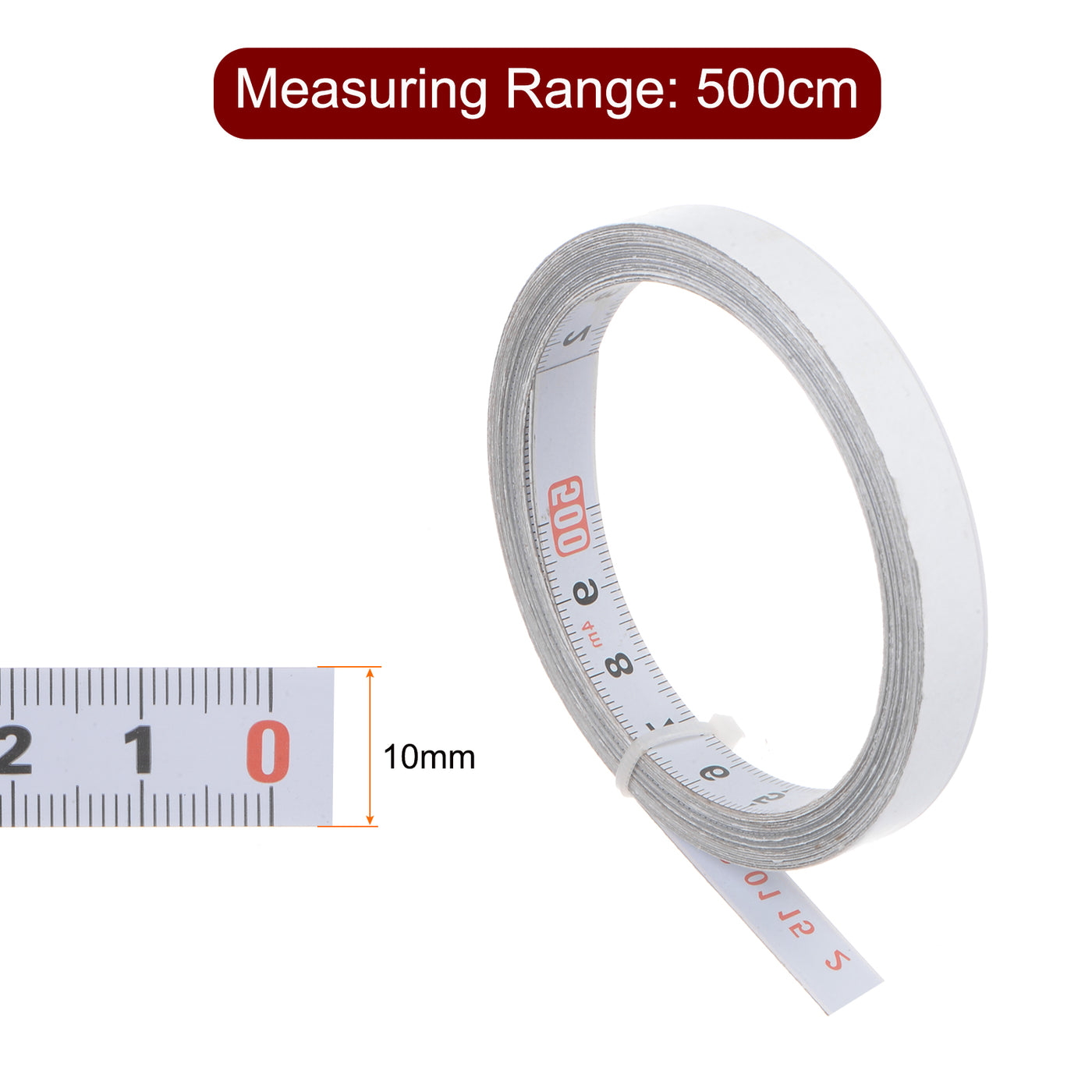 Harfington Adhesive Back Tape Measure 500cm Metric Right to Left Steel Sticky Ruler, White