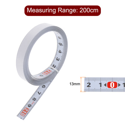 Harfington Adhesive Tape Measure 200cm Middle to Both Sides Read Steel Sticky Ruler, White