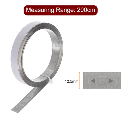 Harfington Adhesive Tape Measure 200cm Start from Middle Stainless Steel Sticky Ruler