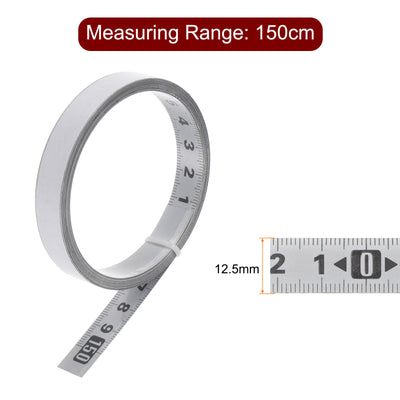 Harfington Selbstklebend Maßband 150cm metrisch beidseitig lesbar klebend Lineal Silberton