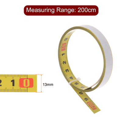 Harfington Adhesive Tape Measure 200cm Metric Right to Left Steel Sticky Ruler, Yellow