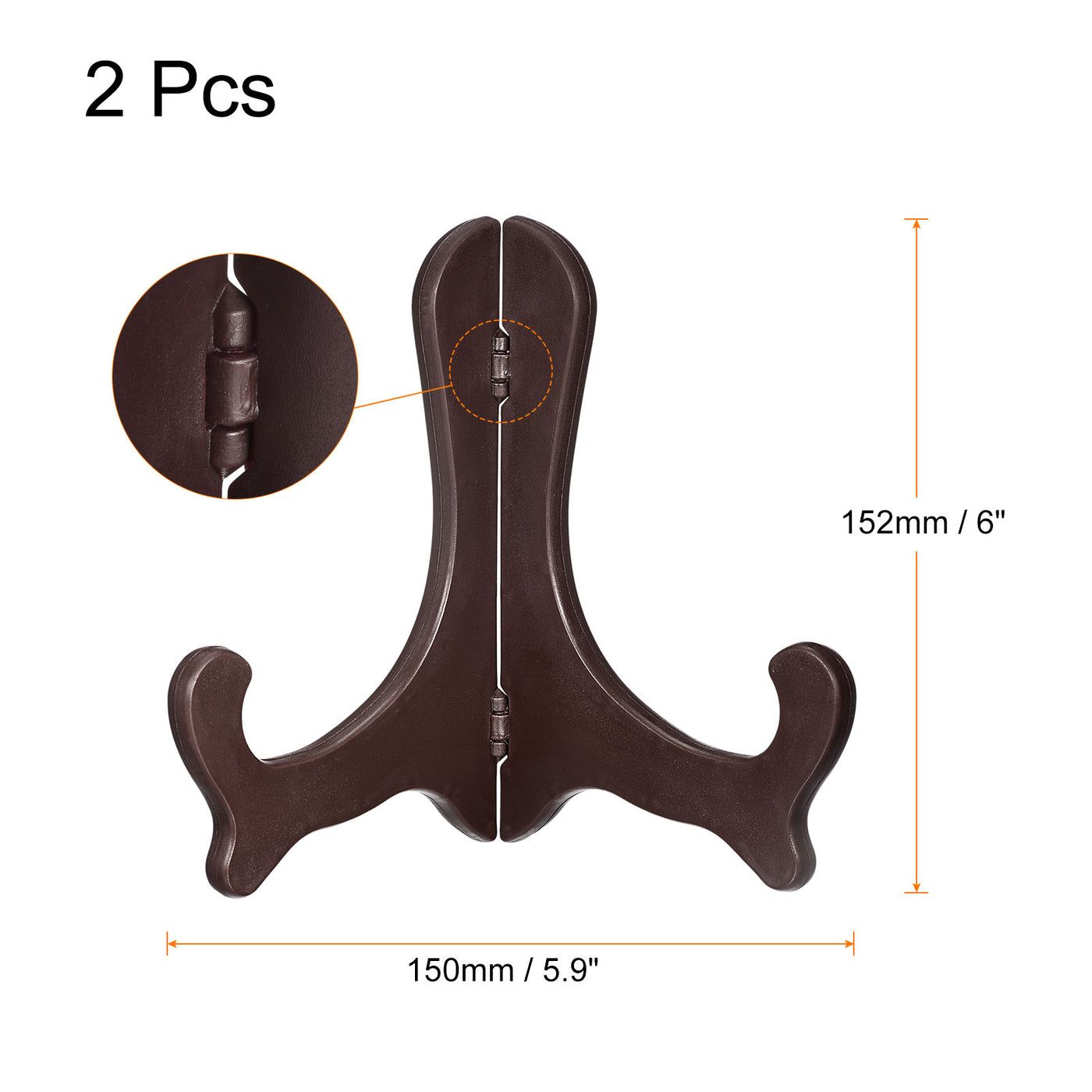 uxcell Uxcell 2pcs 6" Easel Plate Holder, Plastic Folding Display Stand Brown for Decorative Picture Frame