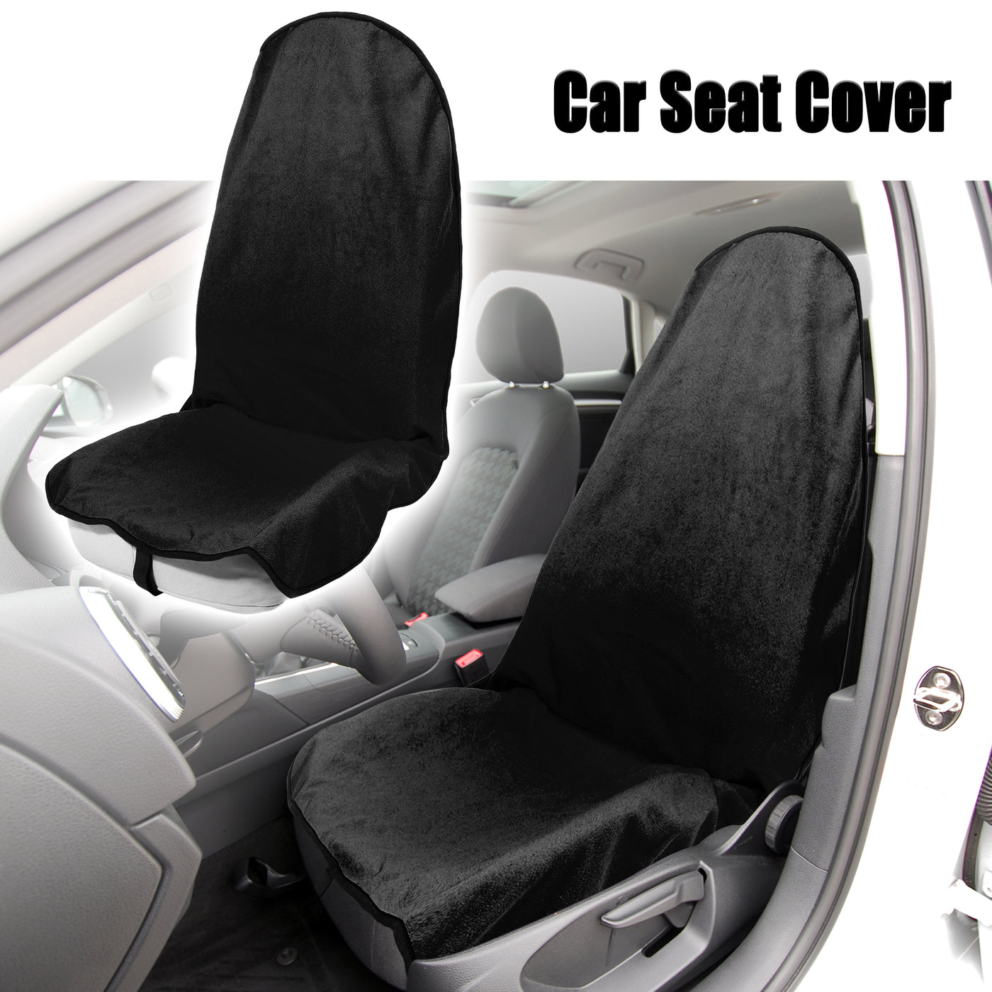 X AUTOHAUX Black Universal Car Seat Cover Anti-Slip Towel Seat Protector Pad for Car Trucks SUV