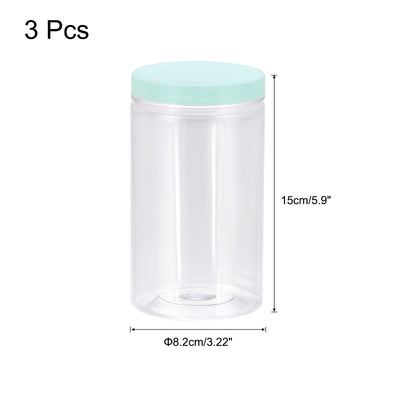 Harfington Round Storage Display Case Acrylic Plastic Storage Box, 8.2x15cm Green Base Container Box for Small Item, Pack of 3