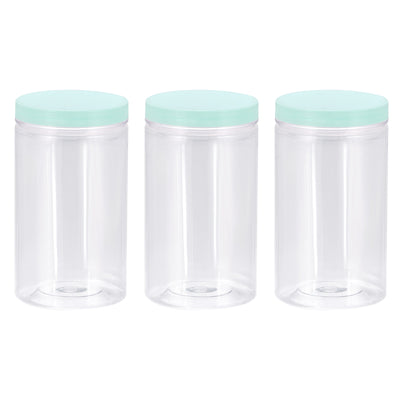 Harfington Round Storage Display Case Acrylic Plastic Storage Box, 8.2x15cm Green Base Container Box for Small Item, Pack of 3