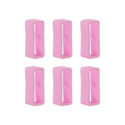 Harfington 6pcs Watch Strap Loop Fastener Rings 16mm Rubber Watch Holder Keeper Pink