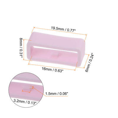 Harfington 6pcs Watch Strap Loop Fastener Rings 16mm Rubber Watch Holder Keeper Light Pink