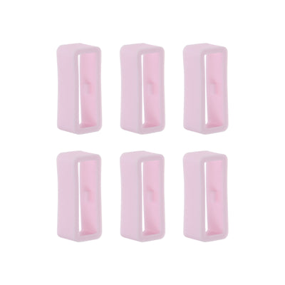 Harfington 6pcs Watch Strap Loop Fastener Rings 16mm Rubber Watch Holder Keeper Light Pink