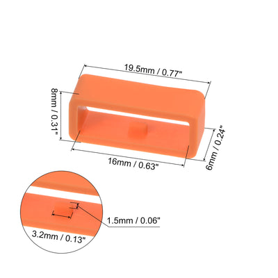 Harfington 6pcs Watch Strap Loop Fastener Rings 16mm Rubber Watch Holder Keeper Orange