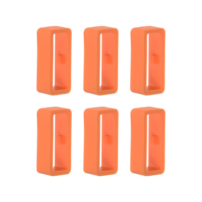 Harfington 6pcs Watch Strap Loop Fastener Rings 16mm Rubber Watch Holder Keeper Orange