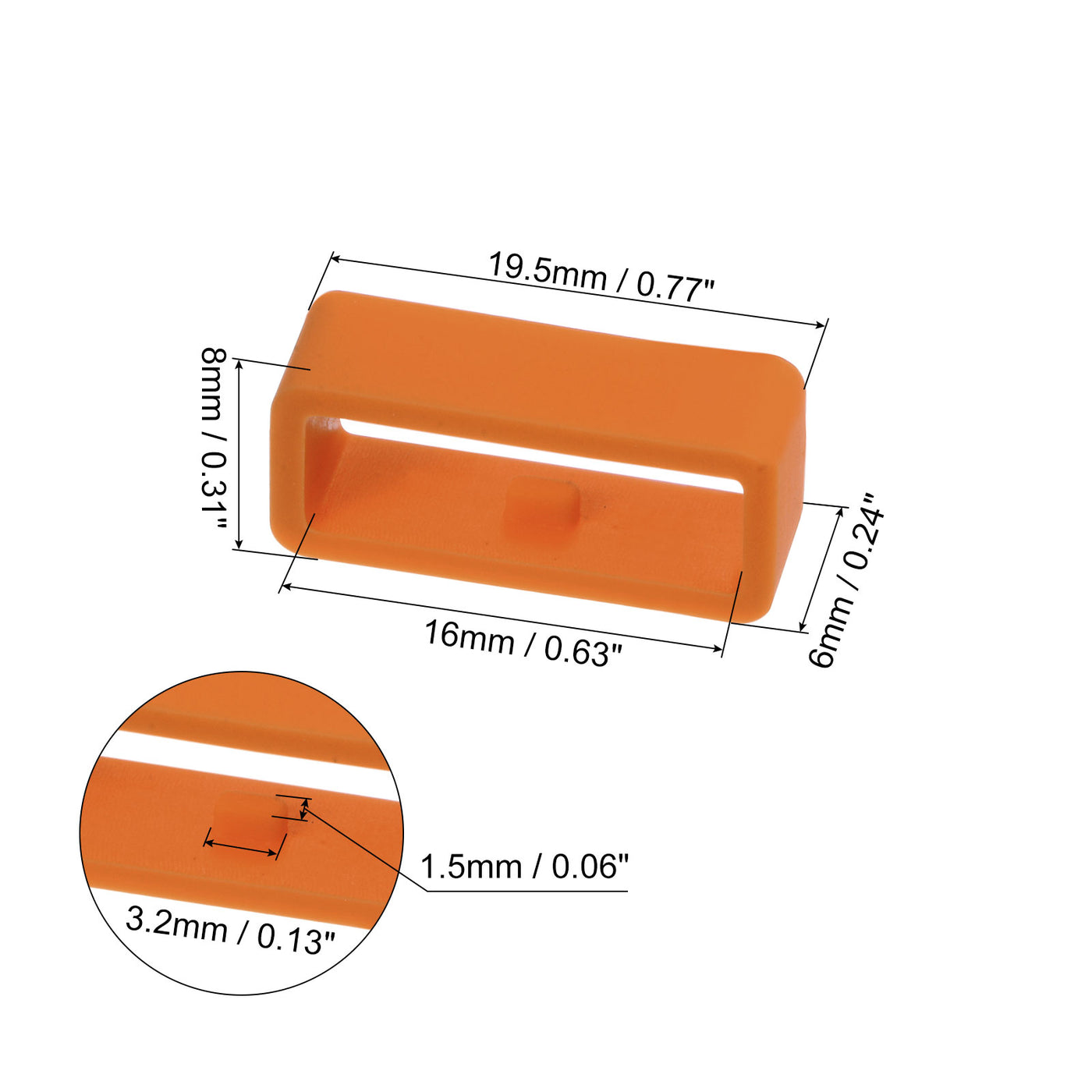 Harfington 6 Stück Uhrenarmbandschlaufe Befestigungsringe 16 mm Gummi Uhrenhalter Keeper Silikon für Uhrenarmband, Orange Rot