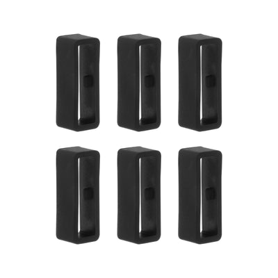 Harfington 6pcs Watch Strap Loop Fastener Rings 18mm Rubber Watch Holder Keeper Black