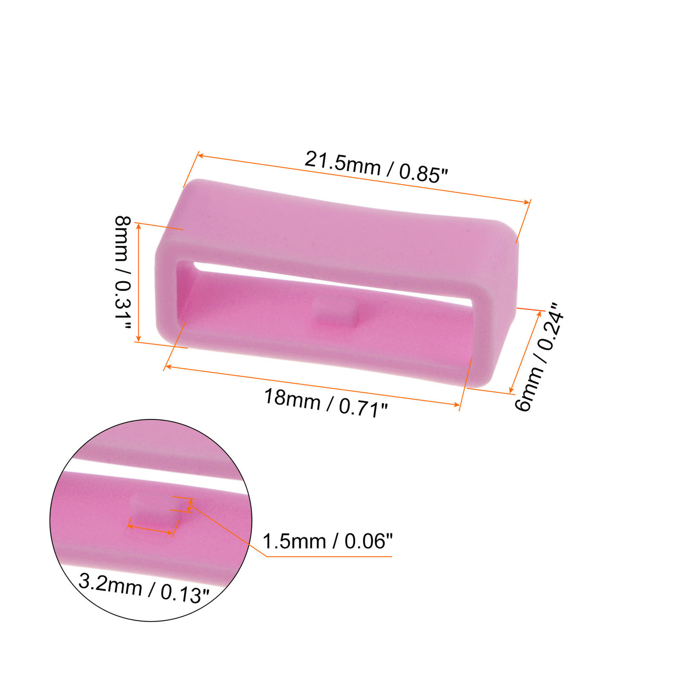 Harfington 6pcs Watch Strap Loop Fastener Rings 18mm Rubber Watch Holder Keeper Pink