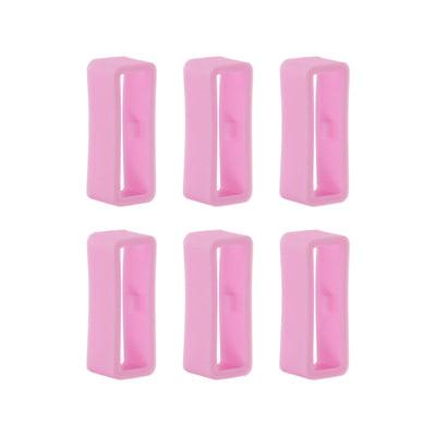 Harfington 6pcs Watch Strap Loop Fastener Rings 18mm Rubber Watch Holder Keeper Pink