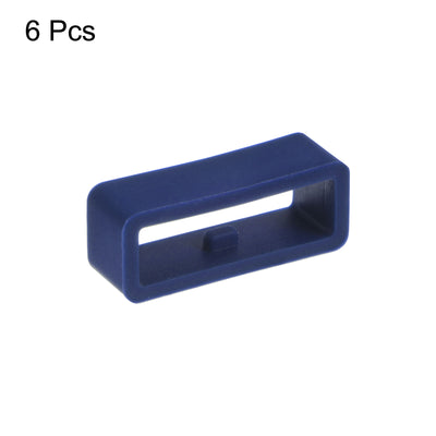 Harfington 6pcs Watch Strap Loop Fastener Rings 18mm Rubber Watch Holder Keeper Navy Blue