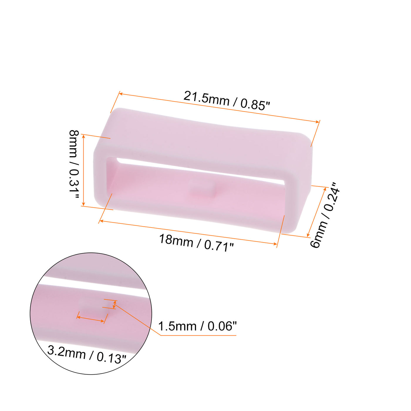 Harfington 6pcs Watch Strap Loop Fastener Rings 18mm Rubber Watch Holder Keeper Light Pink