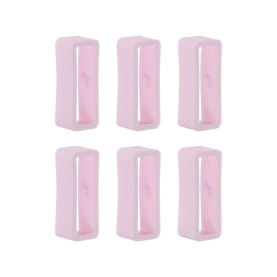 Harfington 6pcs Watch Strap Loop Fastener Rings 18mm Rubber Watch Holder Keeper Light Pink