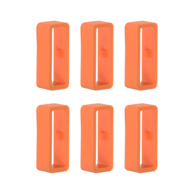 Harfington 6pcs Watch Strap Loop Fastener Rings 18mm Rubber Watch Holder Keeper Orange