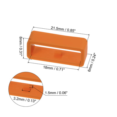 Harfington 6pcs Watch Strap Loop Fastener Rings 18mm Rubber Watch Holder Keeper Orange Red